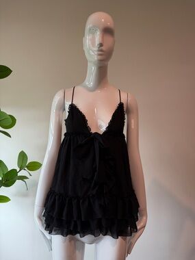 Victoria's Secret Black Ruffled Babydoll Lingerie